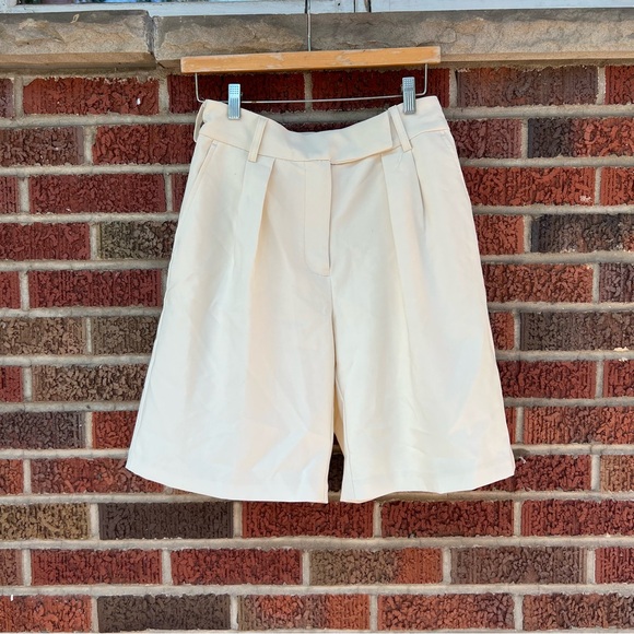JustFab Pants - JustFab Cream High Waisted Wide Leg Dress Pants Trousers Shorts